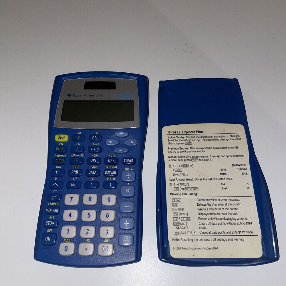 Texas Instruments TI-34 II Solar / Scientific Calculator Algebra/SAT/ACT Tested